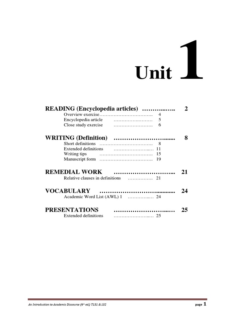 ENGL 101 Unit 1 | PDF
