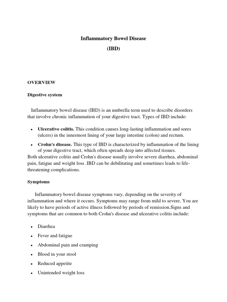 Inflammatory Bowel Disease | PDF | Inflammatory Bowel Disease | Crohn's ...