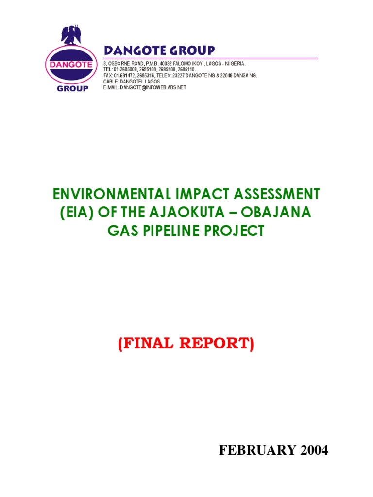 EIA Report: Ajaokuta-Obajana Pipeline | PDF | Environmental Impact ...
