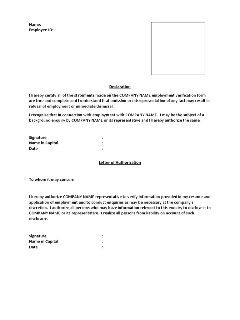 Employment Verification Declaration | PDF