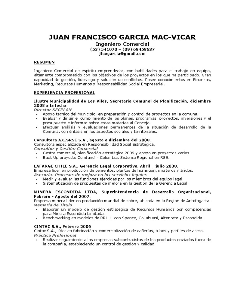 CV Juan Francisco Garcia MacVicar PDF Universidad Ingeniería