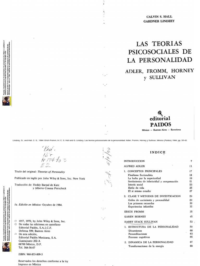 Lindzey G and Hall C S 1984 PDF | PDF | Psychoanalysis | Sigmund Freud