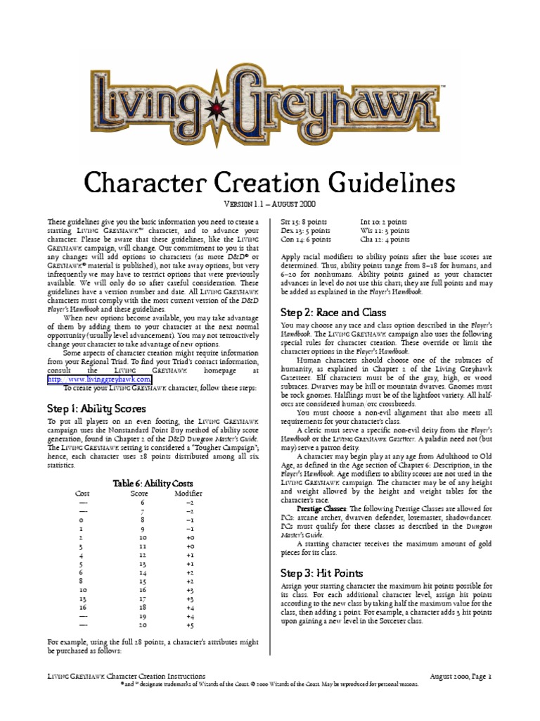 LIVING GREYHAWK Character Creation Guide | PDF | Dwarf (Dungeons ...