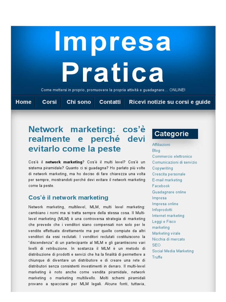 Network Marketing - Cos'è Realmente e Perché Devi Evitarlo Come La ...