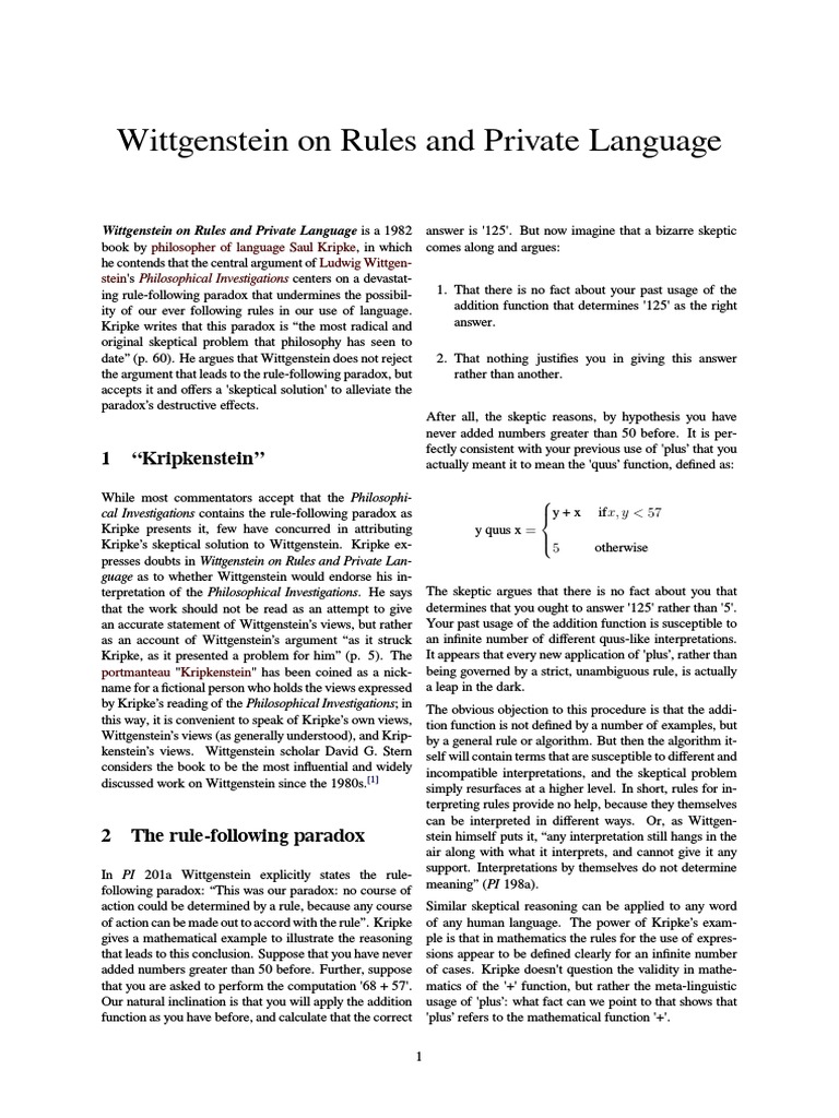 Riassunto wittgenstein on rules and private language pdf pdf