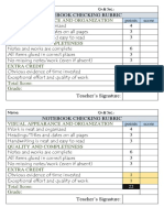 Rubrics For Notebook Checking