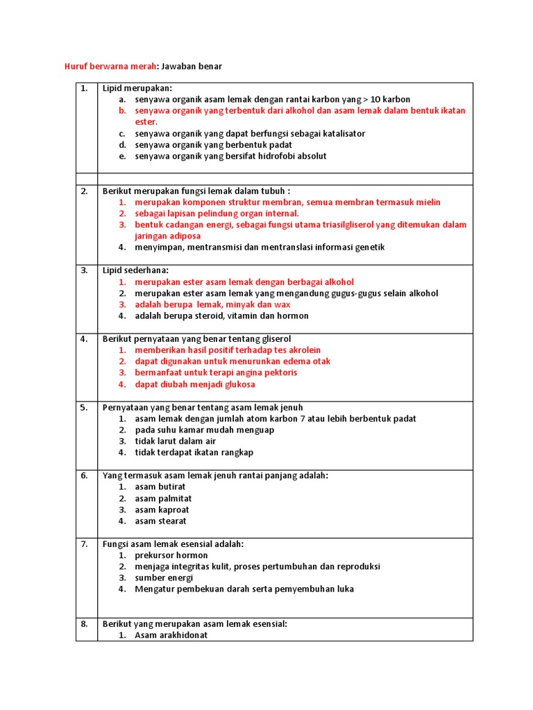Latihan Soal Biokmia 2015