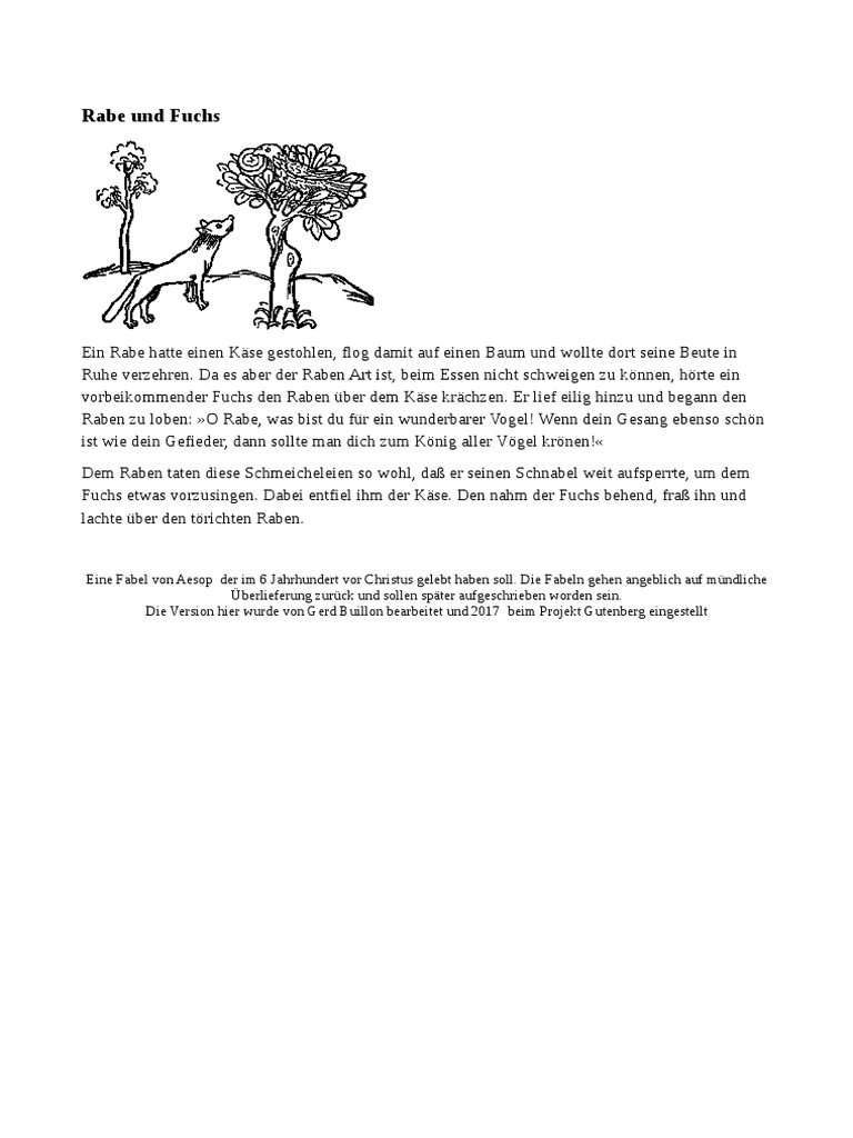 Rabe Und Fuchs Aesop