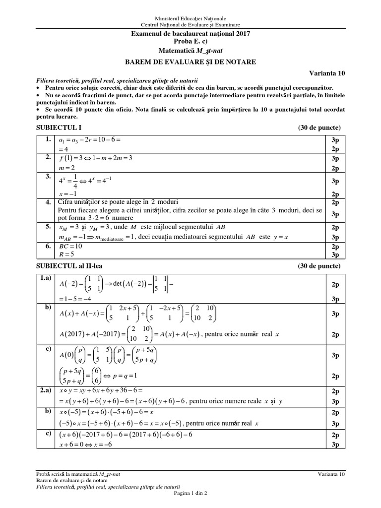 E C Matematica M St Nat 2017 Bar 10 Lro