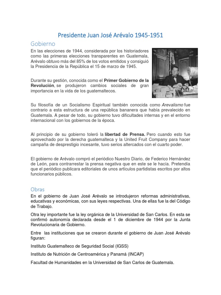 Arévalo: Revolución y Exilio en Guatemala | PDF | Guatemala | Formas de ...