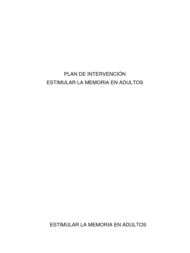 Plan de Intervención | PDF | Memoria | Adultos