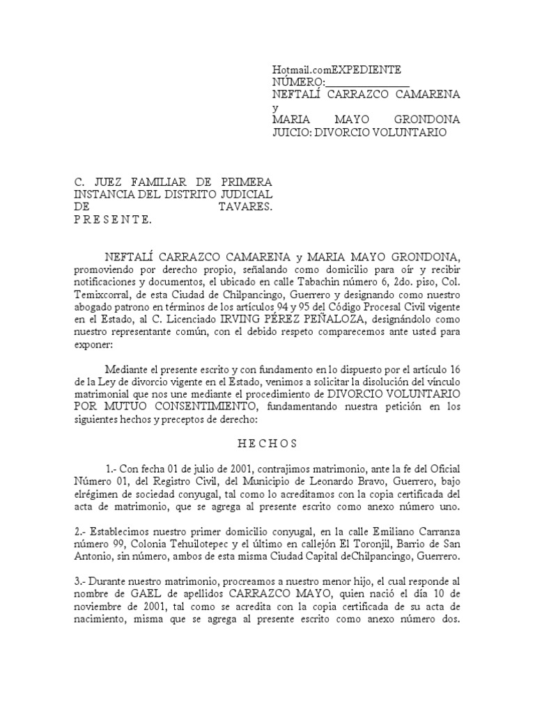 Divorcio Voluntario Guerrero PDF Divorcio Matrimonio