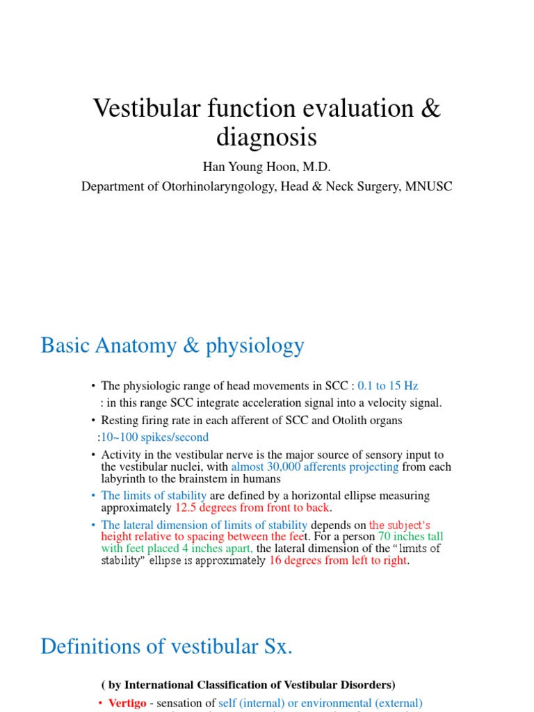 Vestibular Function Evaluation Overview | PDF | Vertigo | Vestibular System