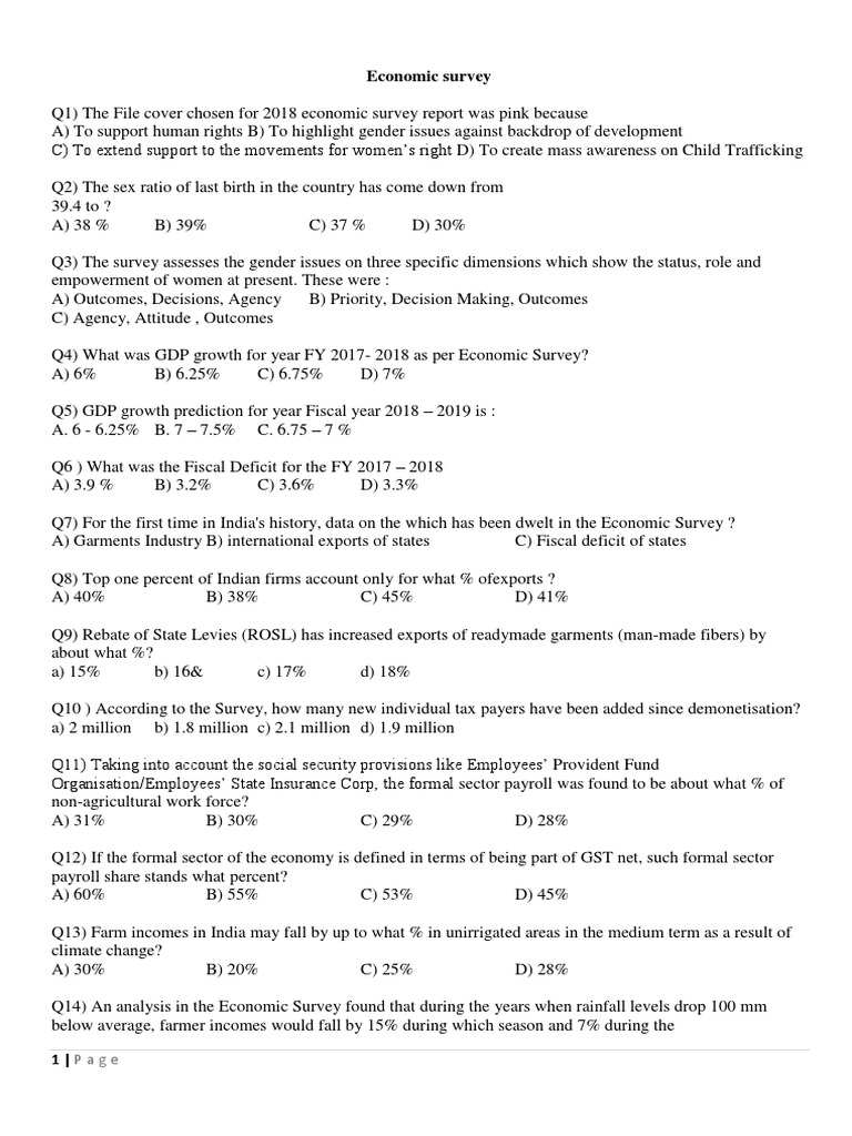 Economic Survey PDF Economies Business