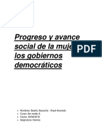 Progreso y Avance Social de La Mujer en Los Gobiernos Democráticos21