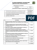 Cronograma y presupuesto informe económico municipalidad Macarí