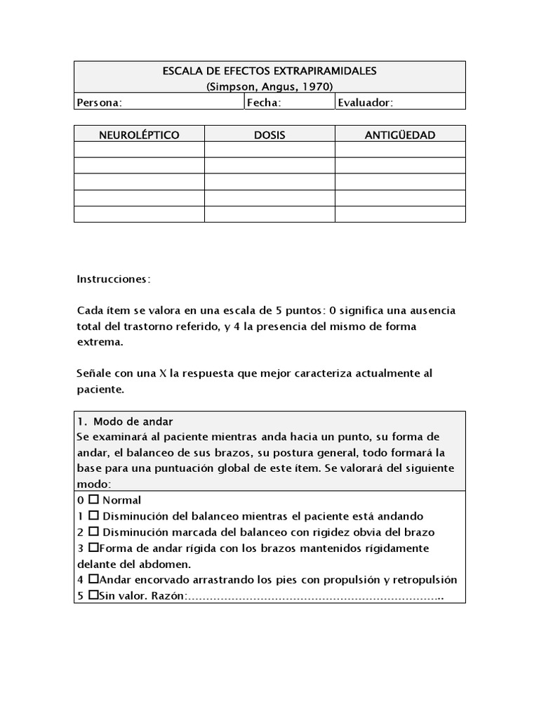 Escala Simpson-Angus de Efectos Extrapiramidales | PDF | Codo | Rigidez