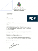 Carta de Felicitación Del Presidente Danilo Medina A Adriano Miguel Tejada Por 17 Aniversario Del Periódico Diario Libre