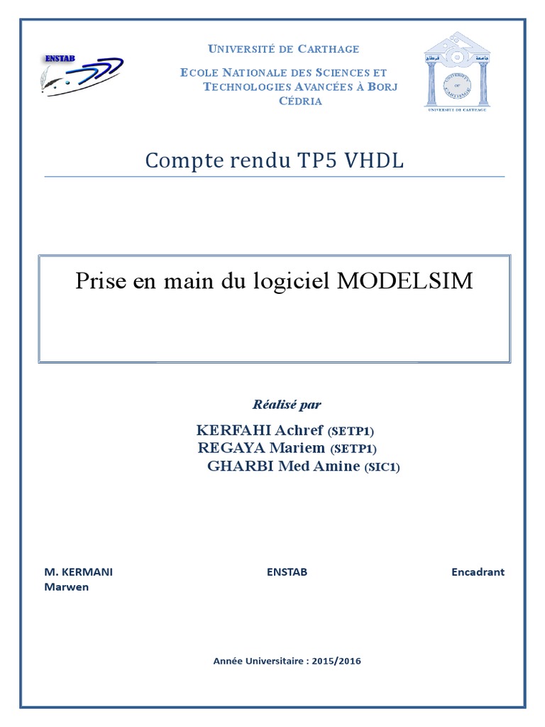 Prise en main de ModelSim avec VHDL | PDF | VHDL | Modélisation