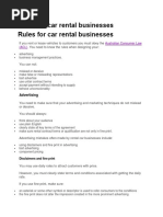 Rules for Car Rental Businesses