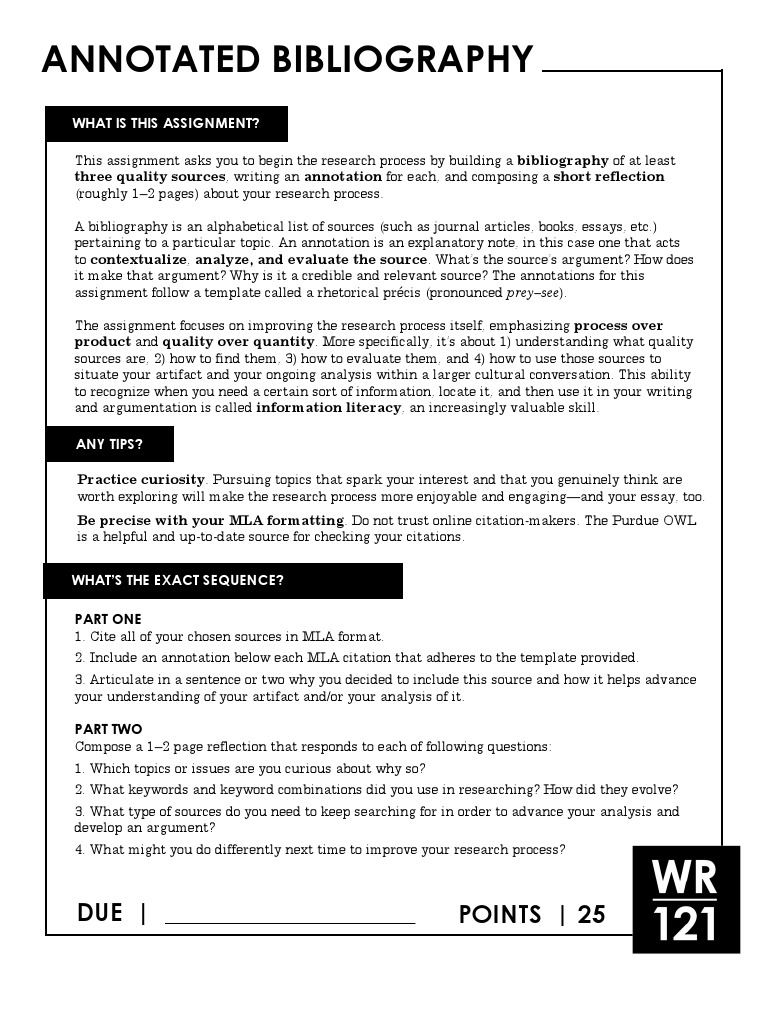 Annotated Bibliography Assignment Guide | PDF | Citation | Curiosity