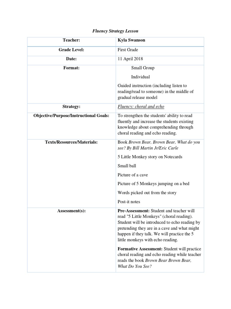 Lesson Plan 6 1 | PDF | Reading (Process) | Educational Assessment