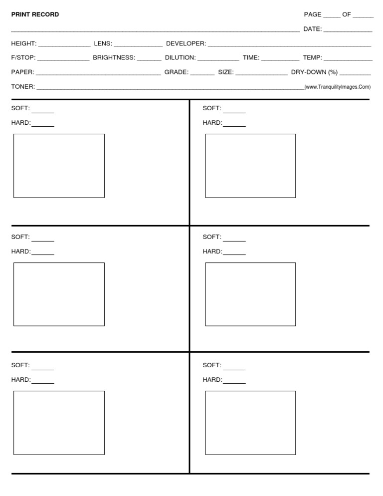 Print Record Template for Photography | PDF