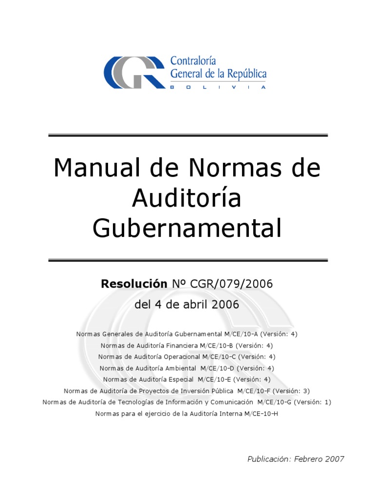 Manual de Normas de Auditoría Gubernamental | PDF | Auditoría ...