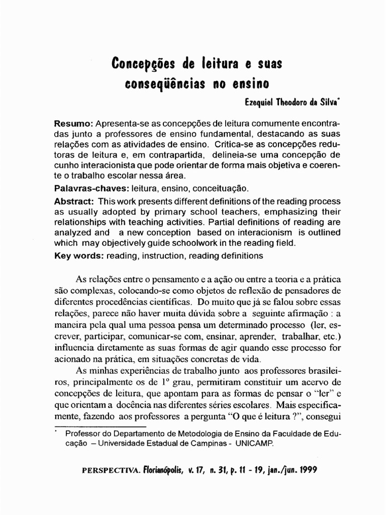 1.concepções de Leitura e Ensino PDF | PDF | Interpretação linguística ...