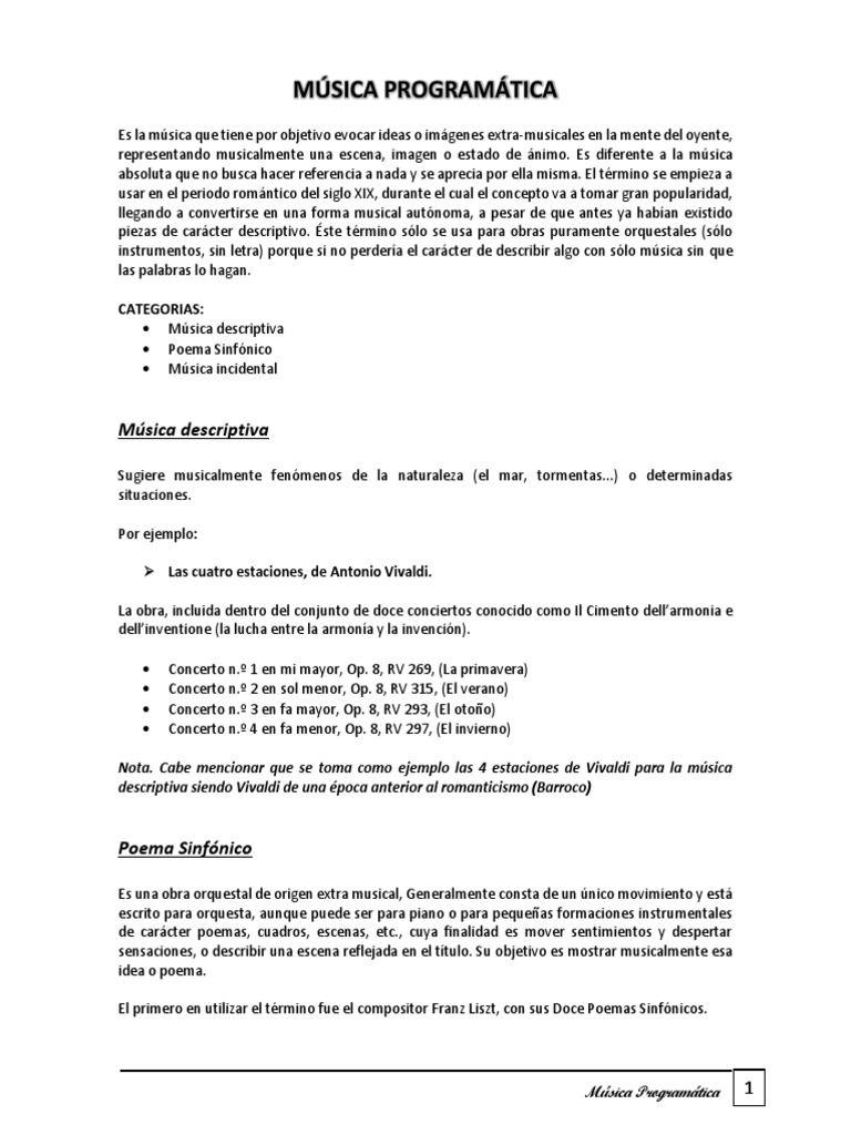 Música Programática | PDF | Música clásica | Composiciones para orquesta