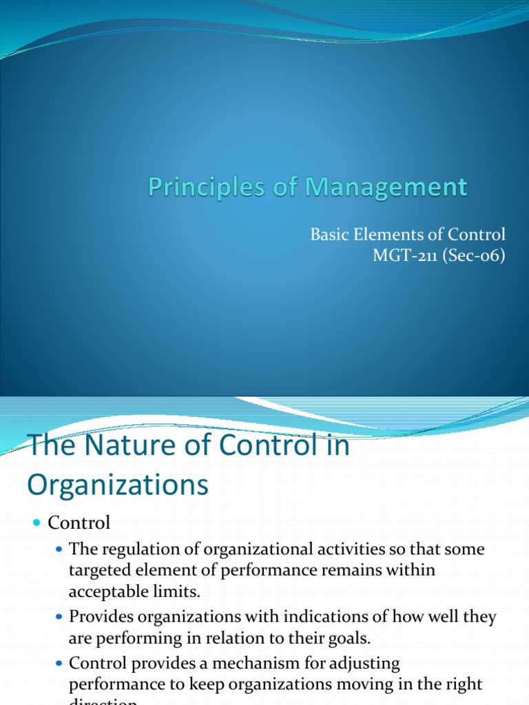 Basic Elements of Control | PDF | Revenue | Budget