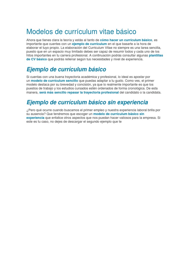 Modelos de Currículum Vitae Básico | PDF