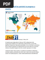 Leaders Should Be Patriotic To Progress A Country