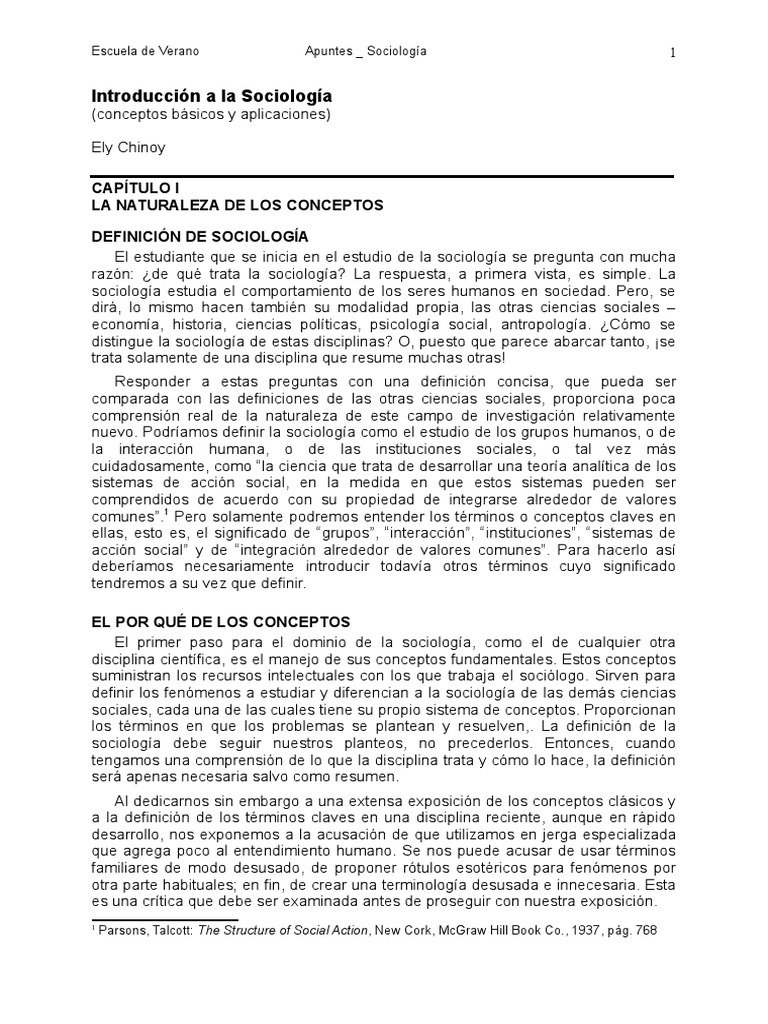 Ely Chinoy Introduccion A La Sociologia | PDF | Sociología | Science