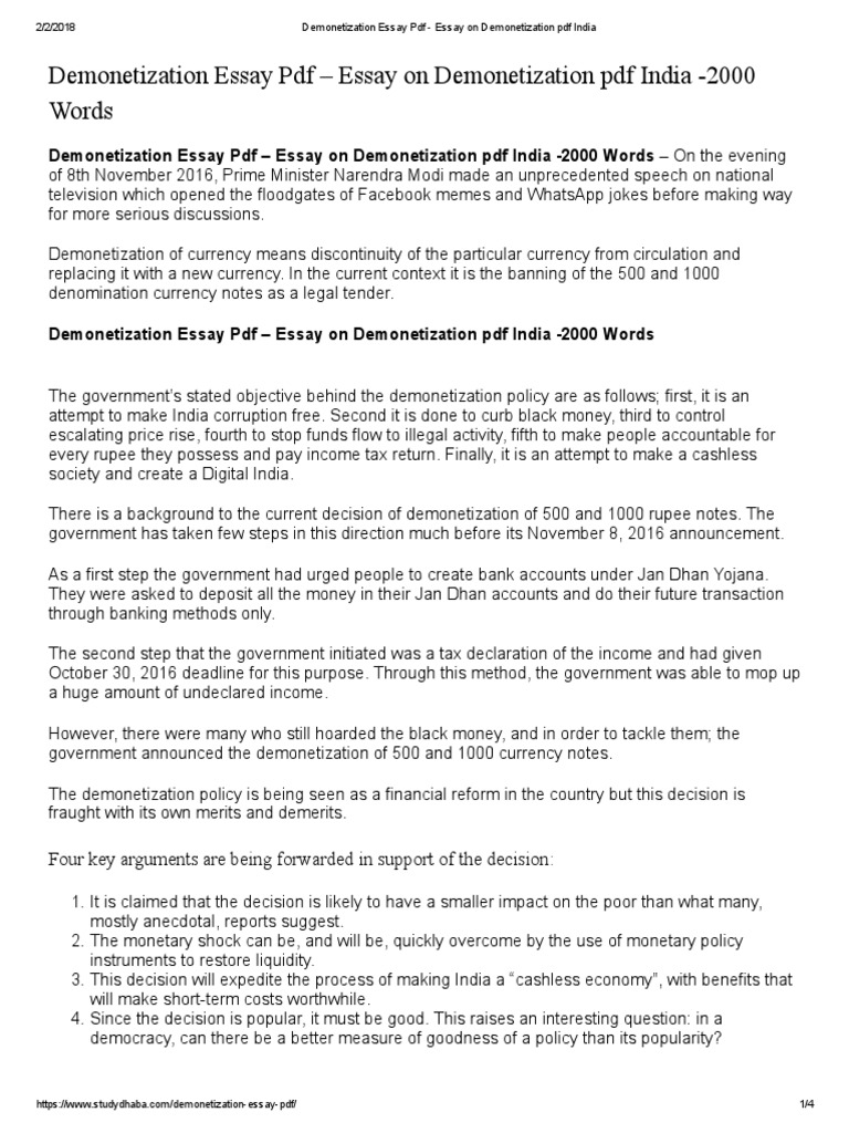 Article on demonetisation and its impact picture