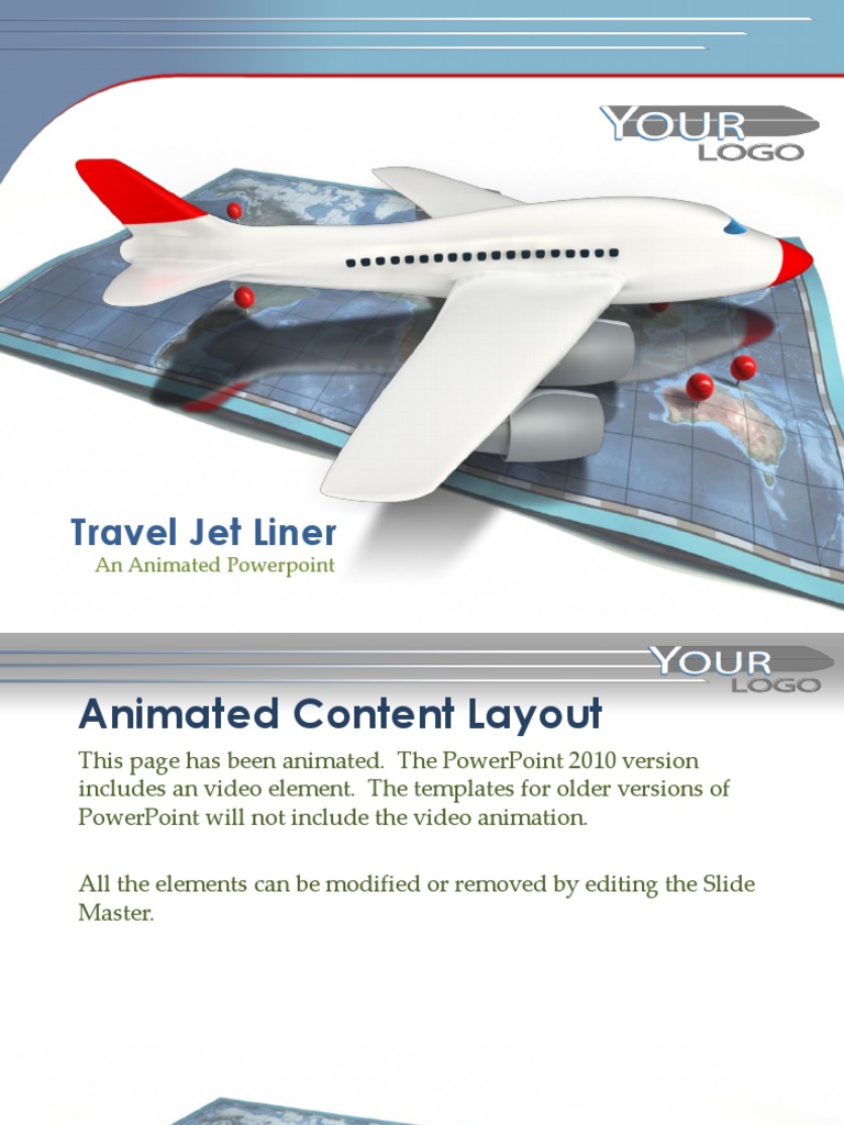 Travel Jet Liner: An Animated Powerpoint | PDF | Page Layout | Graphics