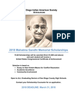 San Diego Indian American Society 2018 Gandhi Scholarships Deadline March 31
