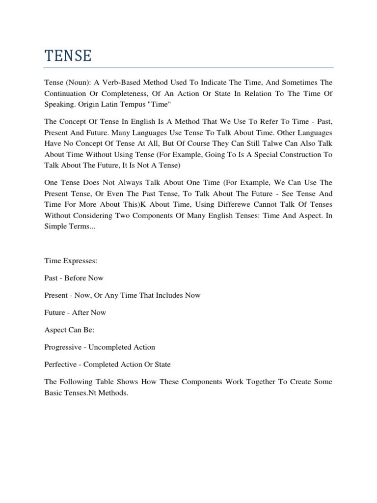 Understanding English Tenses Explained | PDF | Language Arts ...