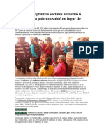 Gasto de Programas Sociales Aumentó 6 Veces Informe de la PCM
