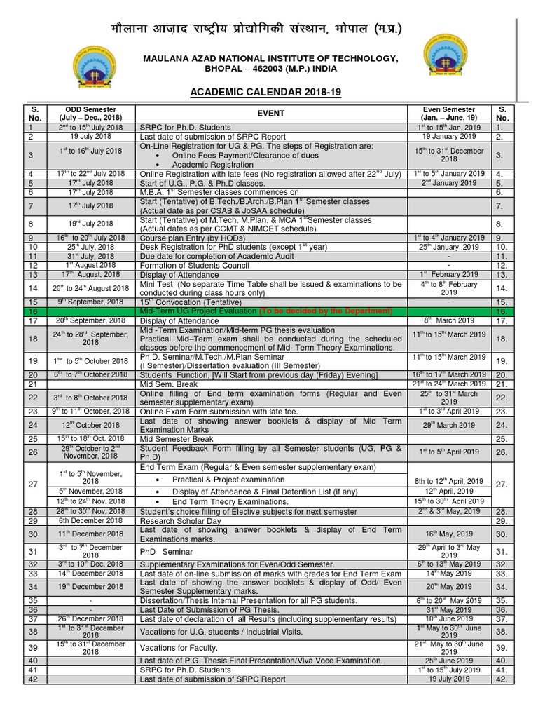 Academic Calendar 201819 PDF Academic Term Thesis
