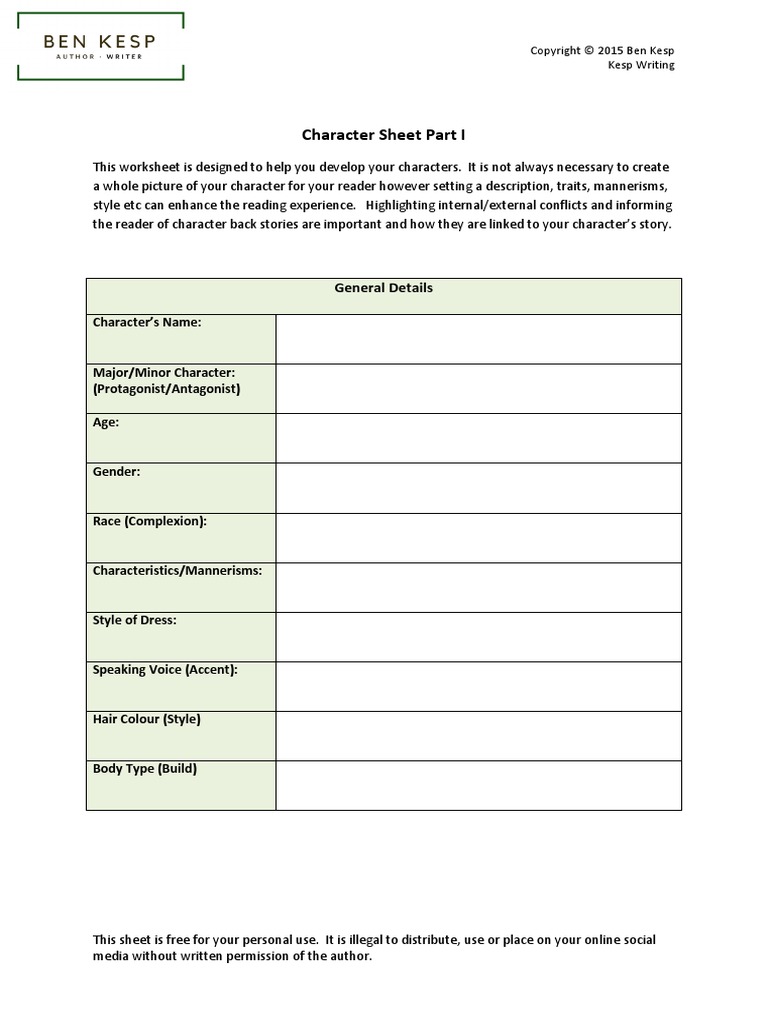 Character Development Template | PDF