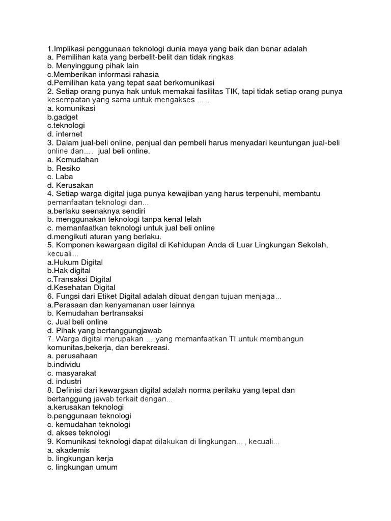 Soal Kewargaan Digital