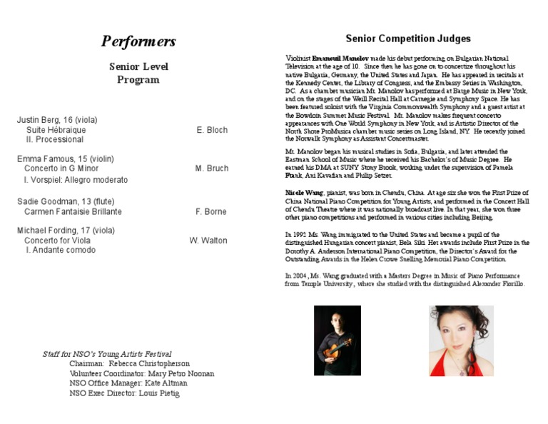 NSO Young Artists Festival Performers | PDF | Concerto | Orchestras