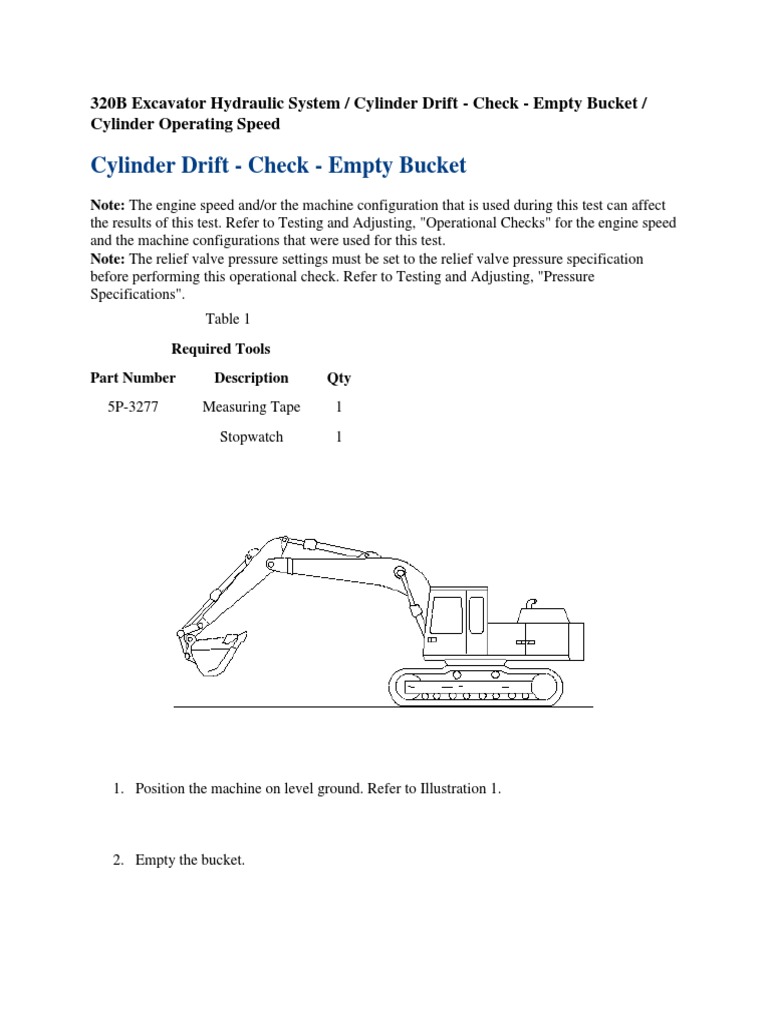 Cylinder Drift Check for Excavators | PDF | Machines | Manufactured Goods