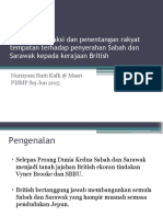 SJHK3113 - Bandingkan Reaksi Dan Penentangan Rakyat Tempatan Terhadap Penyerahan Sabah Dan Sarawak Kepada Kerajaan British