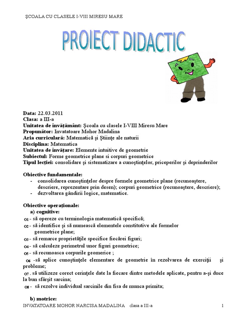 0 Proiect - Elemente - Intuitive - de - Geometrie-1 | PDF