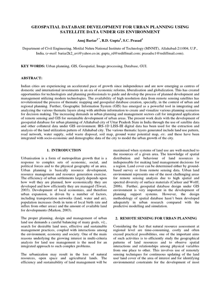 Geospatial Database for Urban Planning | PDF | Arc Gis | Geographic ...