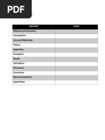 Abstract and Summary Aim and Objectives Theory Apparatus Procedure Result Calculation Discussion Conclusion Recommendations Appendices