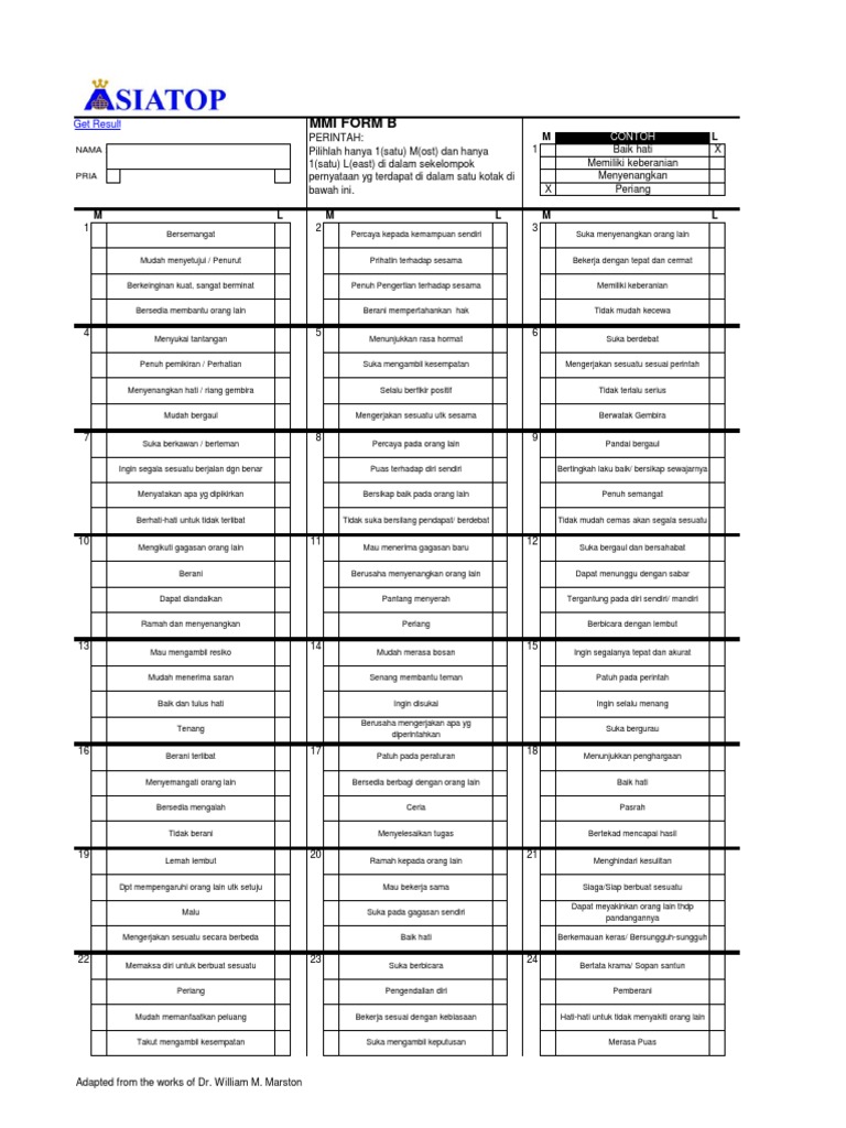 Panduan MMI Form B dan Disc Test | PDF