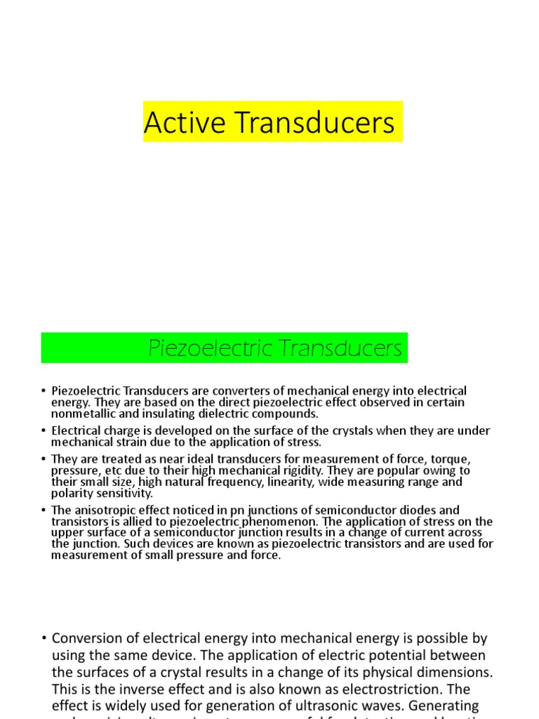 Piezoelectric Transducers Overview | PDF | Piezoelectricity | Crystal